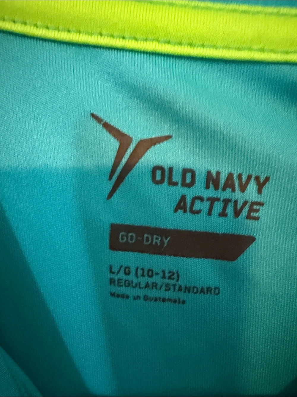 Old Navy Teal Short-Sleeve Graphic Tee with Neon Yellow Print size 10/12